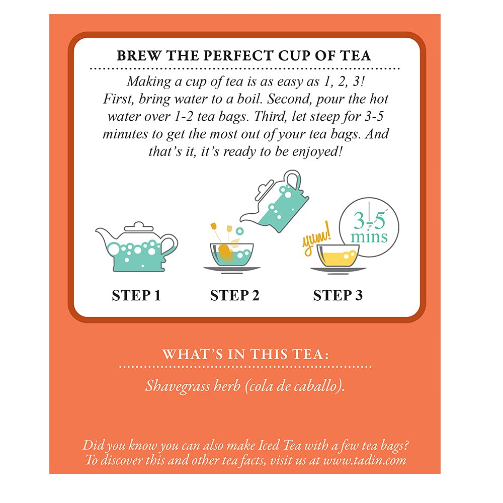 Tadin Shavegrass Herbal Tea. Caffeine Free. 24 Tea Bags. 0.84 oz. Pack of 3