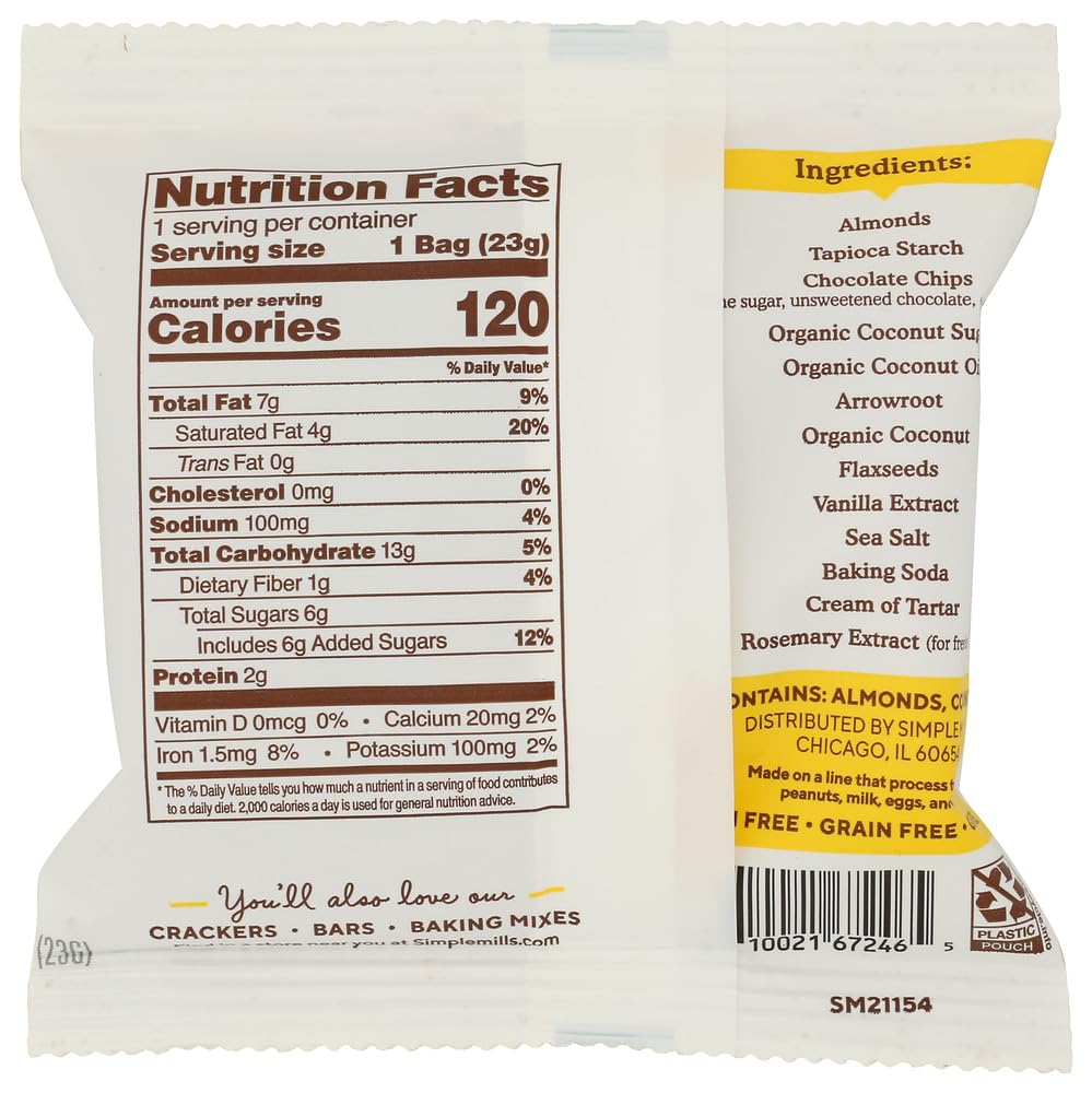 Simple Mills Mini Chocolate Chip Cookie Snack Pack, 0.8 OZ