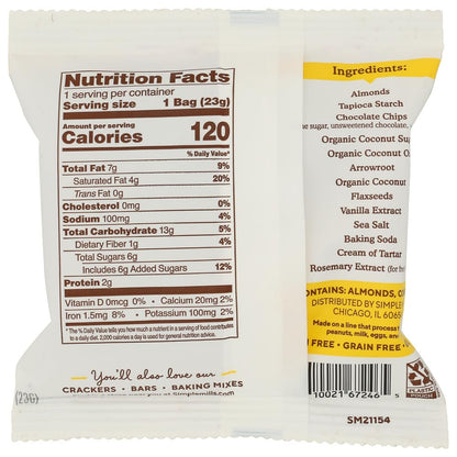 Simple Mills Mini Chocolate Chip Cookie Snack Pack, 0.8 OZ