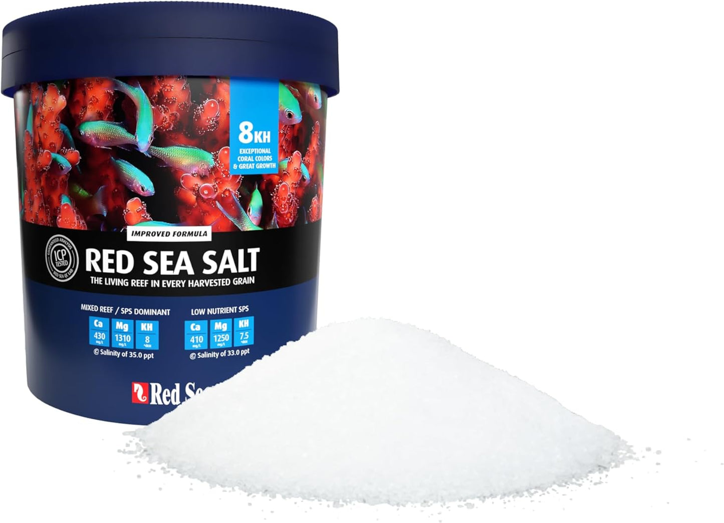 Red Sea Reef Salt Mix Large Bucket - Makes 175 Gallons Complete Marine Saltwater Aquarium Advanced Formula Optimal Coral Health & Stability