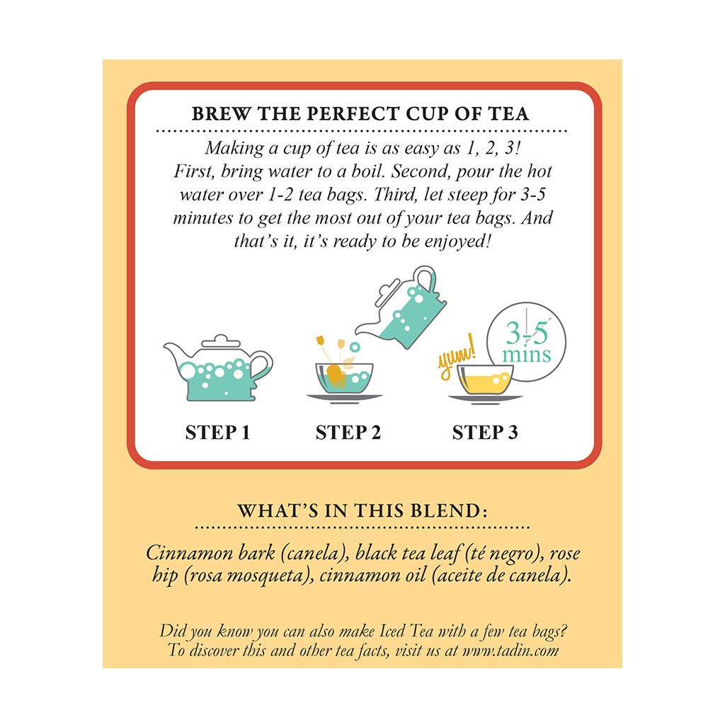 Tadin Canelita Cinnamon Tea Blend, 24 Tea Bags each (Pack of 3)