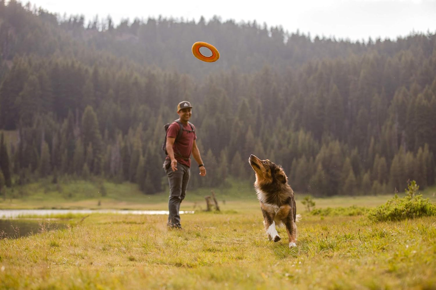 Ruffwear, Hydro Plane Dog Flying Disc, Soft Buoyant Foam Floating Fetch Toy, Lightweight Interactive Water & Snow Toy, Gentle on Teeth, Durable Year-Round Outdoor Play, Tangelo Orange, 9", Medium