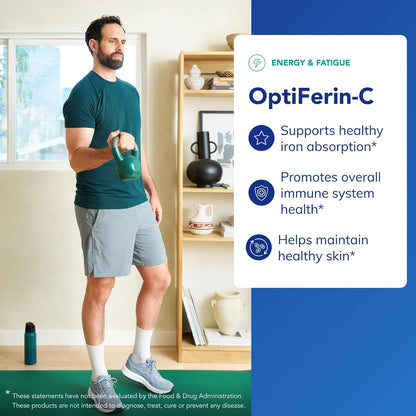Pure Encapsulations OptiFerin-C - for Red Blood Cells & Energy - Iron Absorption Support - Energy Supplement* - Vitamin C Enriched - Gluten Free & Non-GMO - 60 Capsules