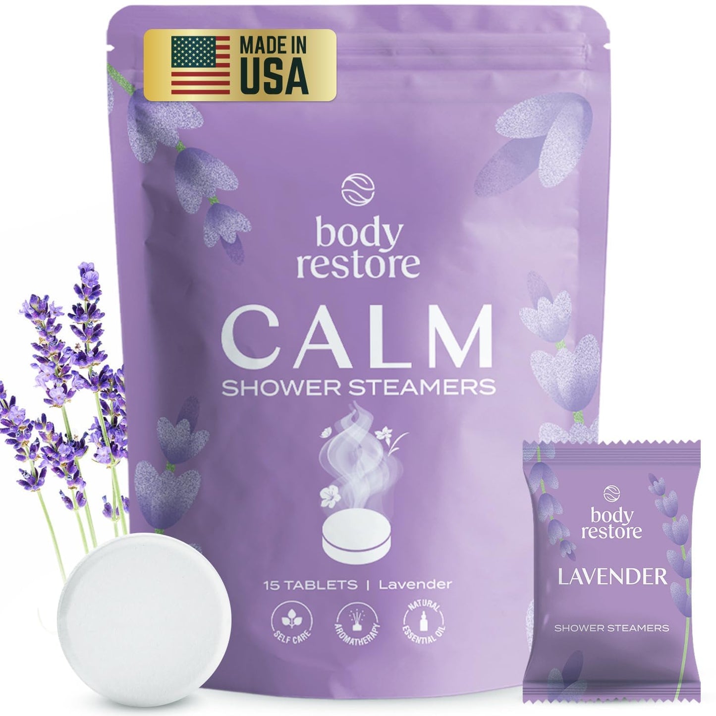 Body Restore Shower Steamers Aromatherapy 15 Pack Lavender