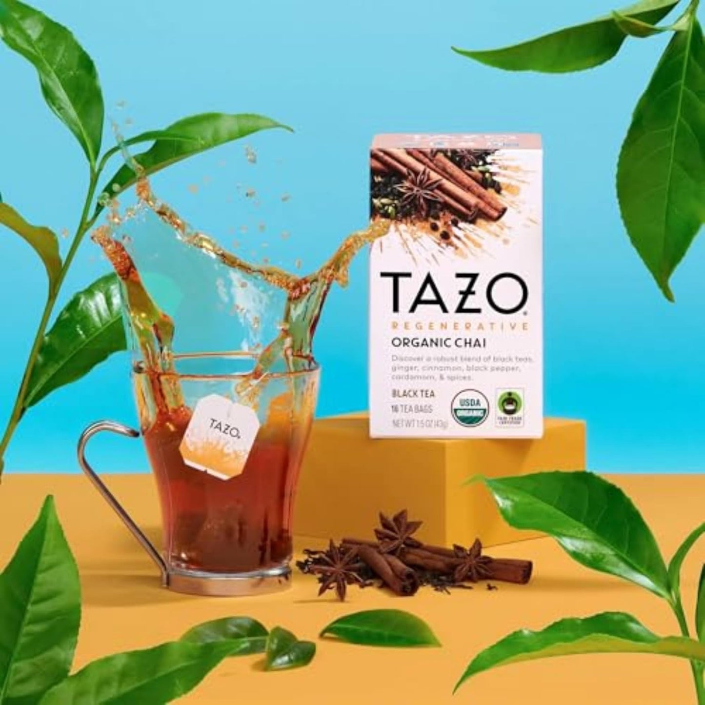 TAZO Organic Chai Black Tea Bags, Chai Tea, 96 Total Tea Bags (16ct - Pack of 6)