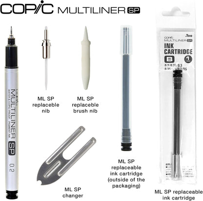 Copic Sketch, Alcohol-based Markers, 5 pcs + Multiliner Pen SP, Blending Basics