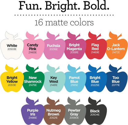 Apple Barrel, Vibrant Spectrum Collection Acrylic Craft Paint, PROMOABIII, 2 fl oz each, 16 assorted matte colors, 16 count