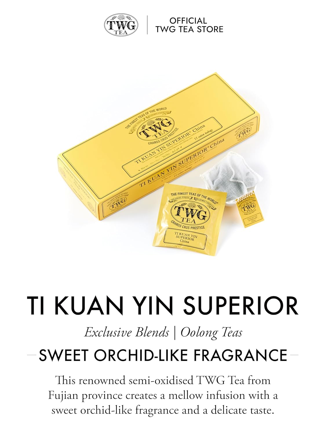 TWG Tea | Timeless Classics Teabag Assortment | Black, Green & Oolong Tea |15 Hand Sewn Cotton Teabags | Gift Set