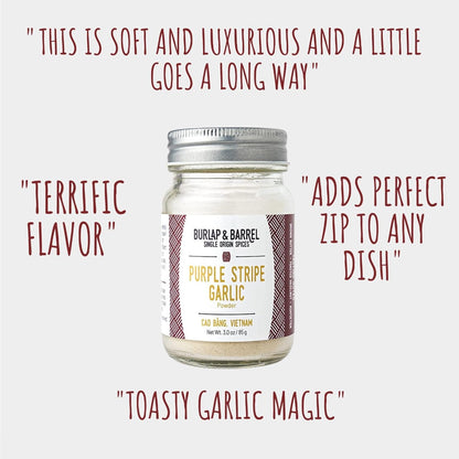 Burlap & Barrel Flavor Fusion: Sun-Dried Tomato Powder and Purple Stripe Garlic Bundle - Elevate Your Dishes with Savory Umami and Sweet Complexity!