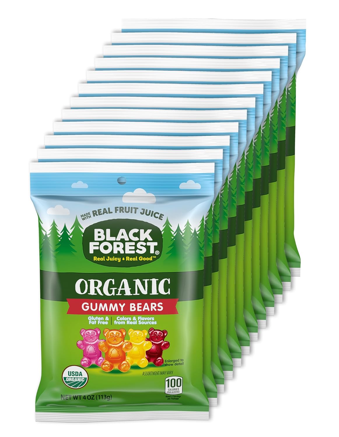 Black Forest Organic Gummy Bears Candy, 0.8 Ounce Pouches (65 Count)