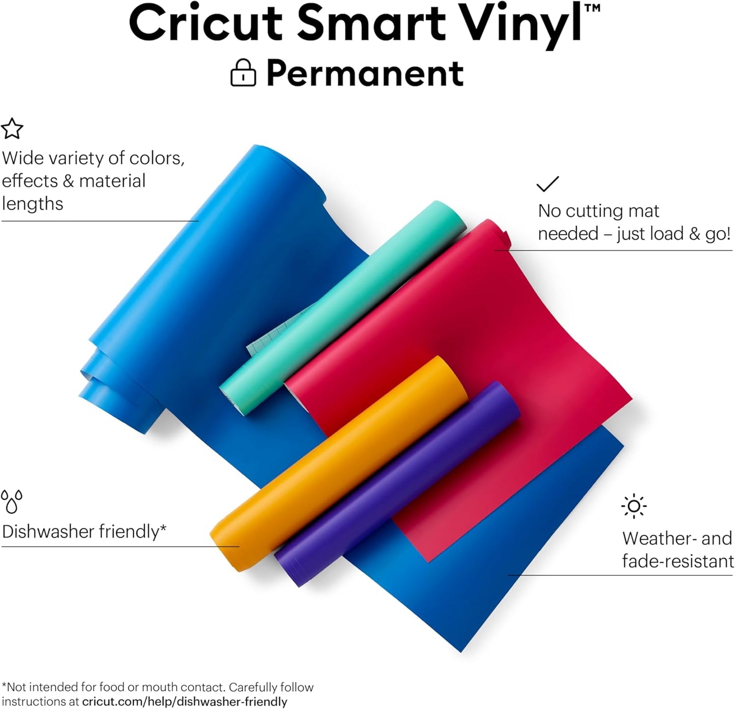 Cricut Smart Permanent Vinyl, White, 3-Pack of 3ft Rolls (13"x36") Adhesive Craft Vinyl - Matless Cutting for cuts up to 12ft with Maker 3 / Explore 3 Machines