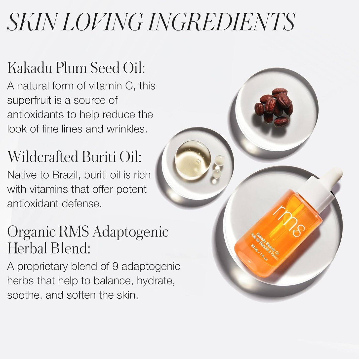 RMS Beauty Kakadu Beauty Oil - Vitamin C Rich Face Oil for Brightening & Firming - Potent Antioxidant Glow Serum with Kakadu Plum - 1.0 fl oz