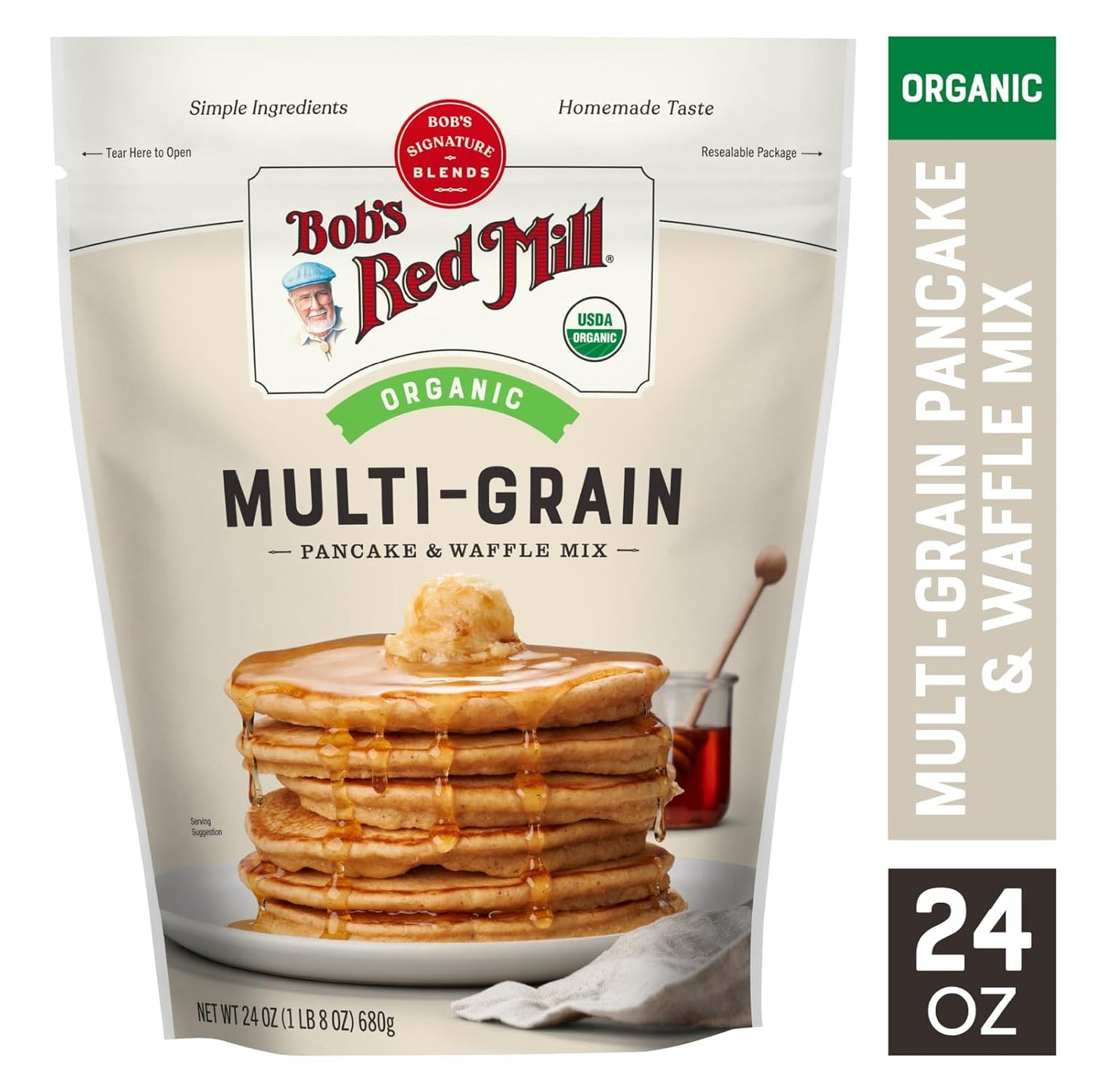 Bob's Red Mill Organic 7 Grain Pancake & Waffle Mix, 24oz (Pack of 1) - Organic, Whole Grain, Kosher