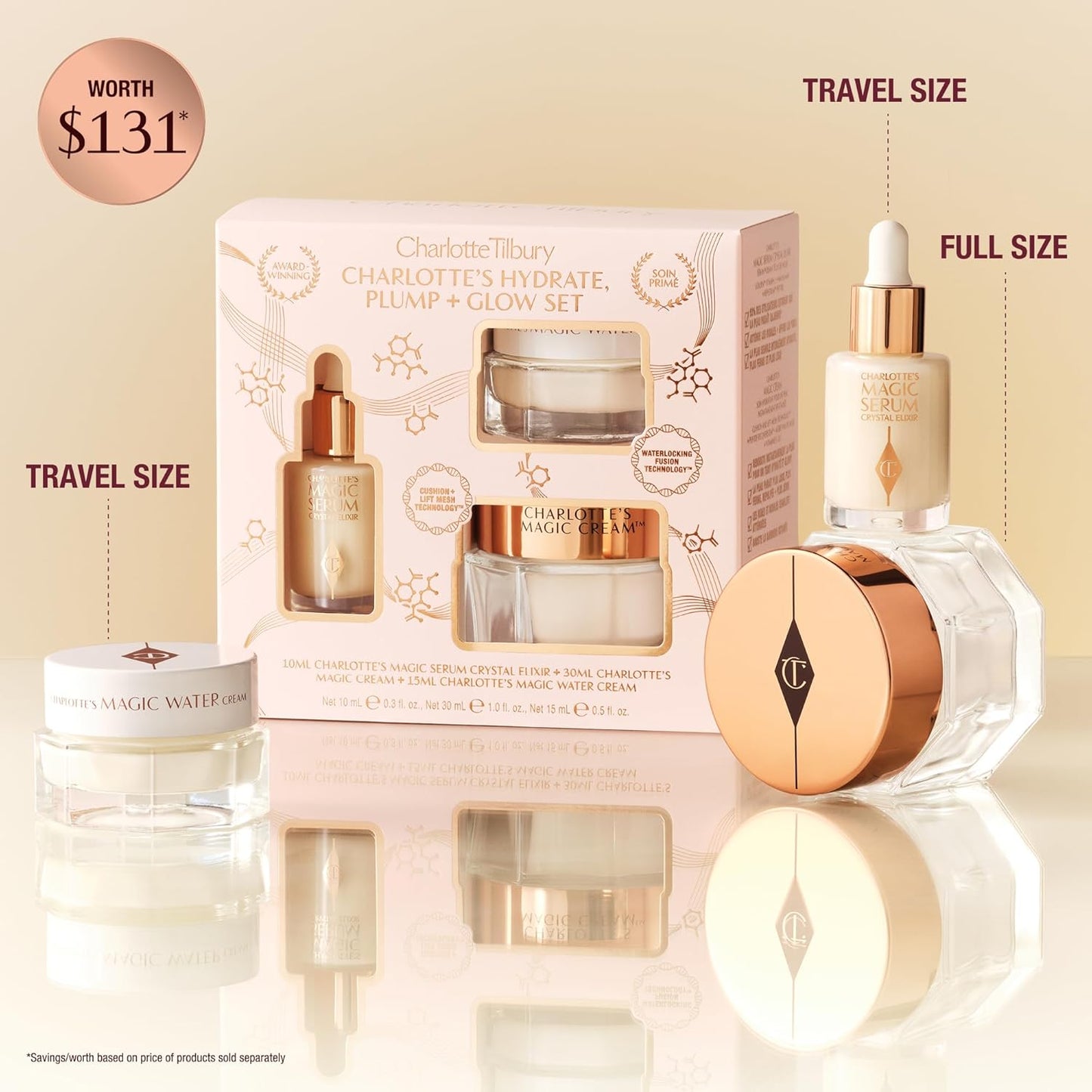 Charlotte Tilbury Hydrate, Plump & Glow Set – Magic Cream and Magic Serum Gift Set, Travel-Sized Skincare for Glowing, Hydrated Looking Skin