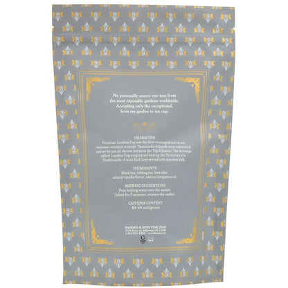Harney & Son Victorian London Fog, Bag of 50 Sachets, Black and Oolong Tea with Bergamot, Vanilla Flavor and Lavender