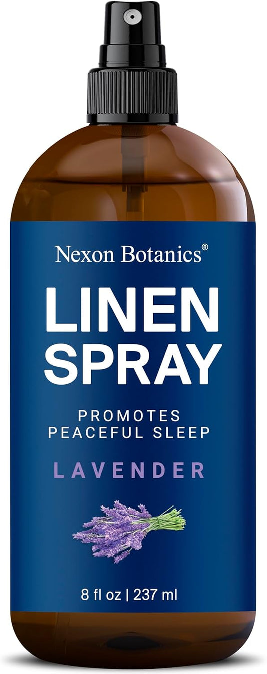 Lavender Linen Spray 8 fl oz - Refreshing Fabric Refresher & Pillow Spray for Bedding, Bed Sheets & Room - Soothing Room Mist - Nexon Botanics