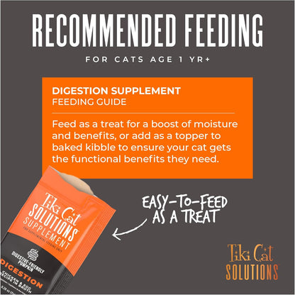 Tiki Cat Solutions Supplements Digestion Mousse, Chicken & Egg in Broth, Formulated to Support Healthy Digestion, Functional Cat Food Supplement, 5.6 oz. Pouch (Pack of 20)