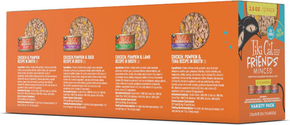Tiki Cat Friends Chicken Variety Pack, High Protein & High Moisture Wet Cat Food for Adult Cats, 2.5 oz. Can (12 Count)