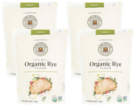 King Arthur Organic Medium Rye Flour - 3 lbs for Complex Flavorful Breads & Baked Goods - 100% US Grown & Milled - Non-GMO Project Verified - Robust Flavor for Rye Bread, Cookies & More