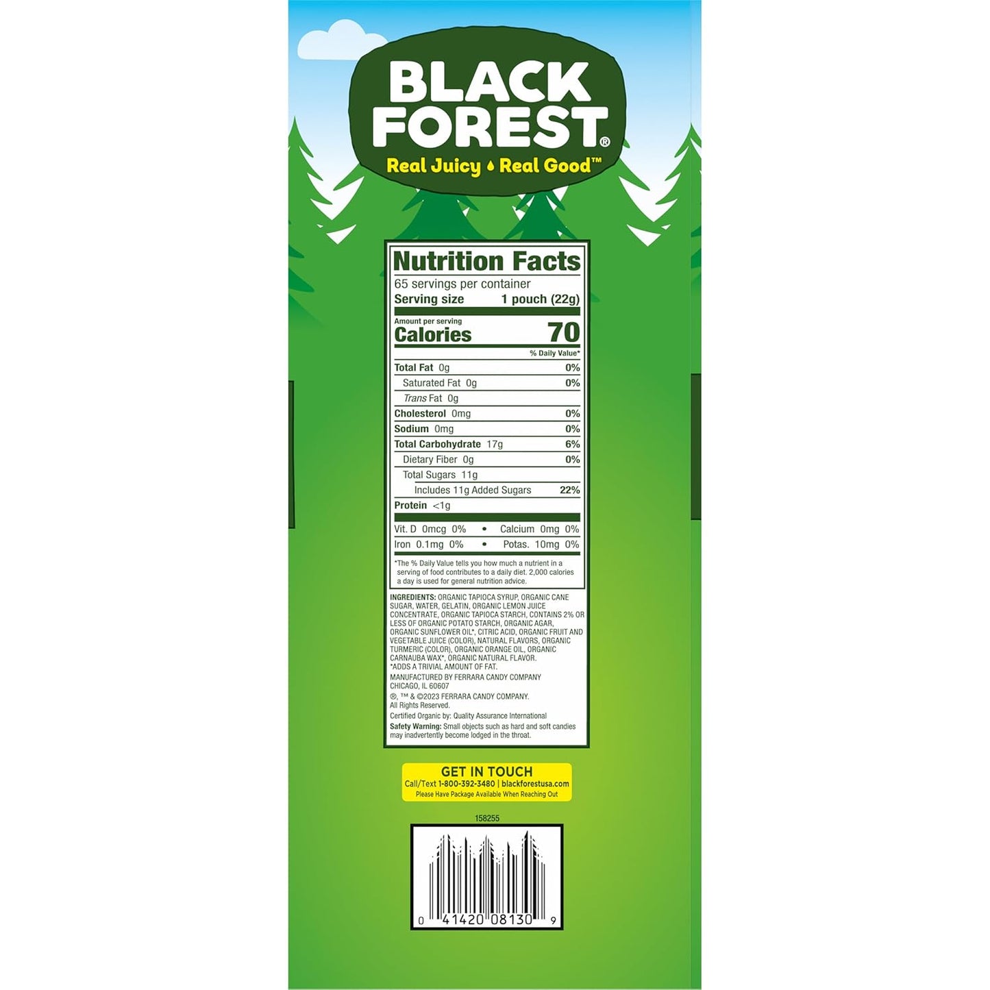 Black Forest Organic Gummy Bears Candy, 0.8 Ounce Pouches (65 Count)
