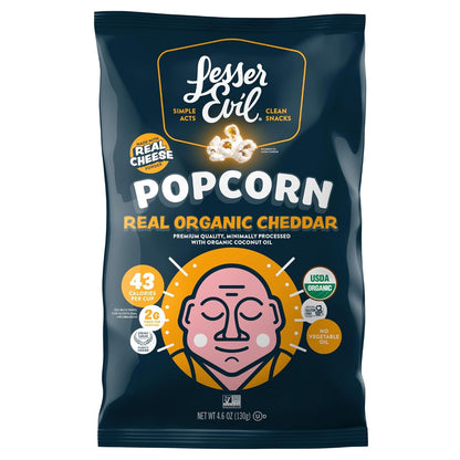 LESSEREVIL Organic Real Cheddar Popcorn, 4.6 OZ
