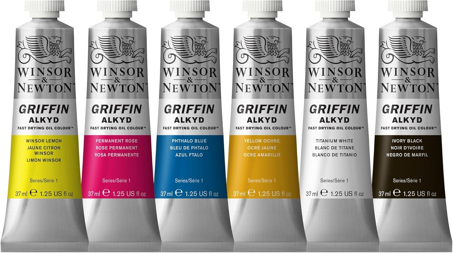 Winsor & Newton Griffin Alkyd Fast Drying Oil Paint, Beginners Set, 6 x 37ml Tubes