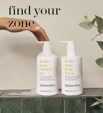 THISWORKS In The Zone Body Lotion 300ml – Hydrating Aromatherapy Body & Hand Lotion with Eucalyptus & Essential Oils, Lightweight Moisturizer for Dry Skin