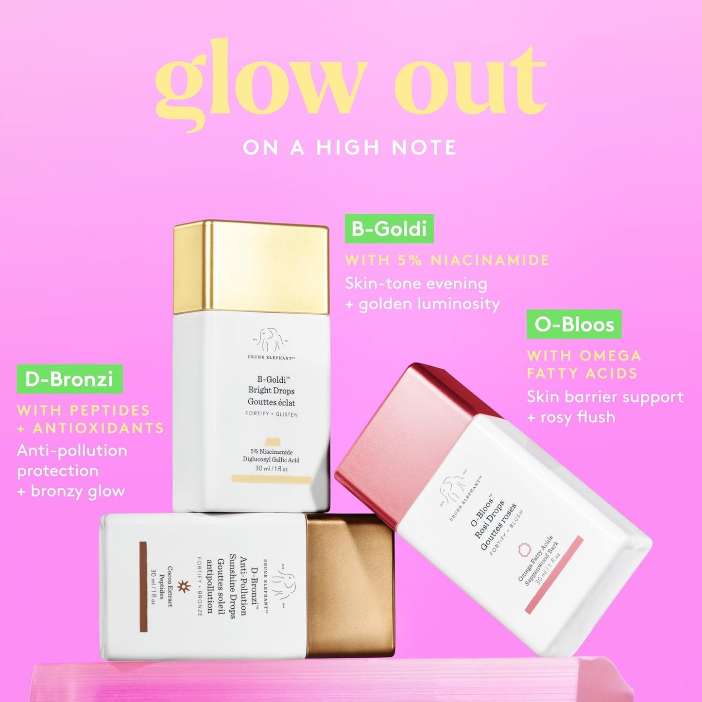 Drunk Elephant B-Goldi Bright Drops - 30 ml/1 fl oz - Illuminating Color Serum Drops - Clean Clinical Skincare - Cruelty-Free - Dermatologist-Tested - Free of Essential Oils, Silicones, and Fragrance