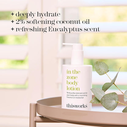 THISWORKS In The Zone Body Lotion 300ml – Hydrating Aromatherapy Body & Hand Lotion with Eucalyptus & Essential Oils, Lightweight Moisturizer for Dry Skin