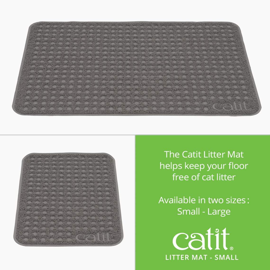 Catit Cat Litter Mat Rectangle Non-Slip Litter Trapping Mat Soft & Comfortable, Easy to Clean for All Cat Litter Types – Small