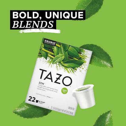 TAZO Zen Green Tea K-Cups, Green Tea Zen for Health and Wellness, 22 Pods