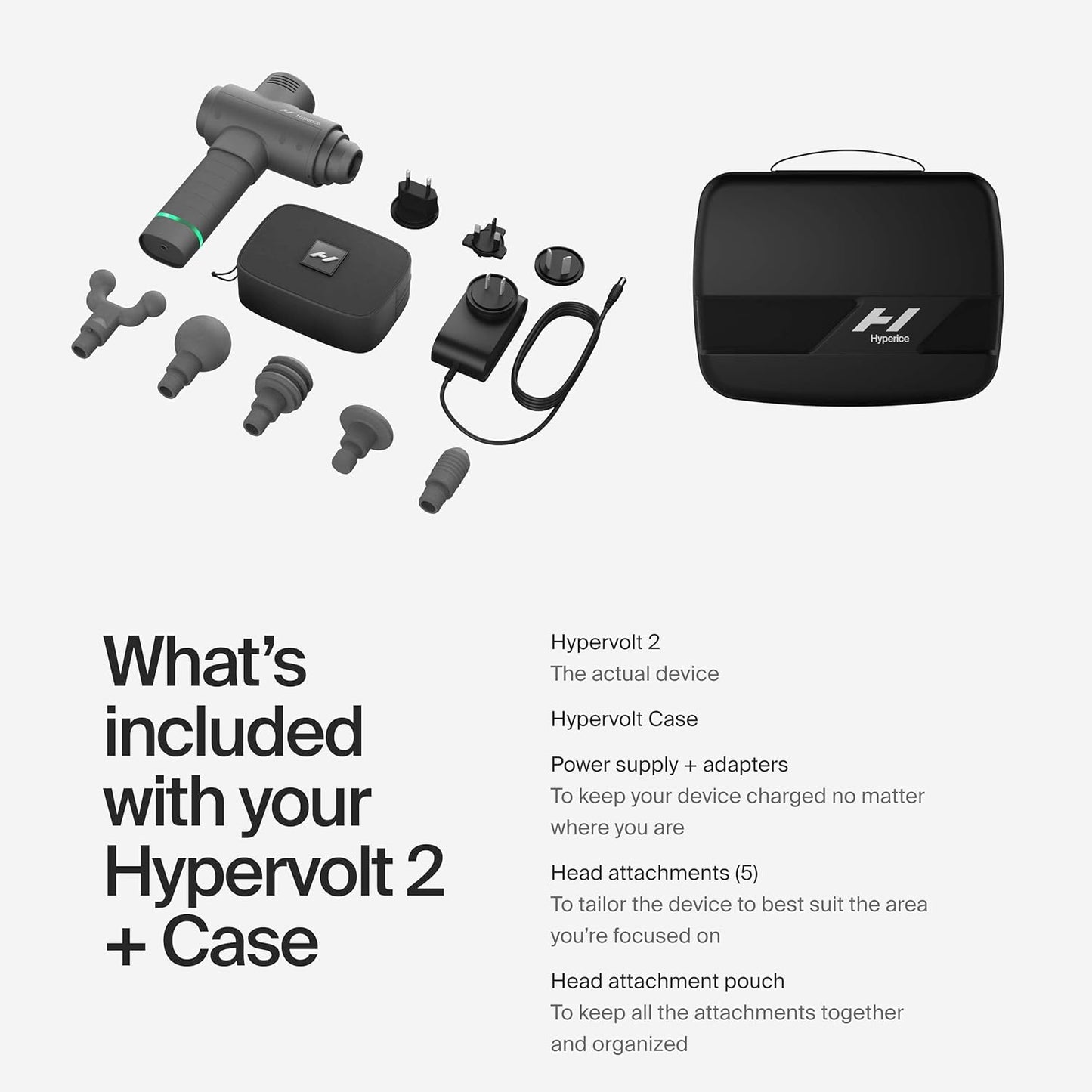 Hypervolt 2 - Featuring Quiet Glide Technology - Handheld Percussion Massage Gun | 3 Speeds, 5 Interchangeable Heads | Helps Relieve Sore Muscles and Stiffness (Hypervolt 2 w/Carrying Case)
