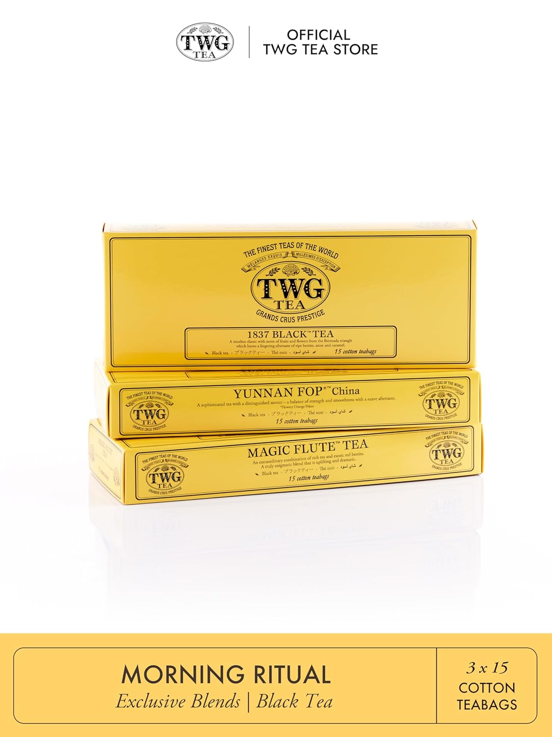 TWG Tea | Morning Ritual Teabag Assortment | Black Tea | 15 Hand Sewn Cotton Teabags | Gift Set