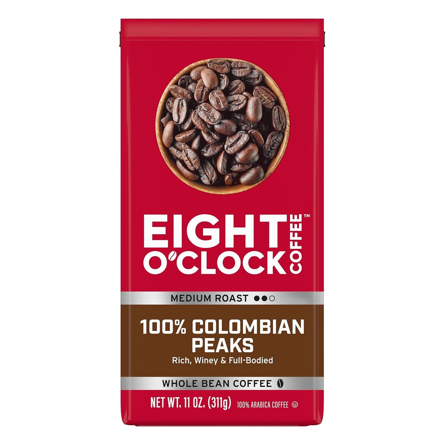 Eight O'Clock Coffee Hazelnut Whole Bean Coffee, Medium Roast, 11 Ounce (Pack of 4) - Buttery, Smooth & Nutty