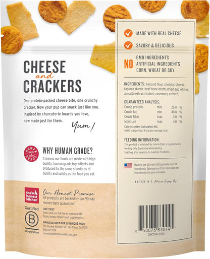 The Honest Kitchen Human Grade Dog Treats Cheese and Crackers, 3.5 oz Pouch