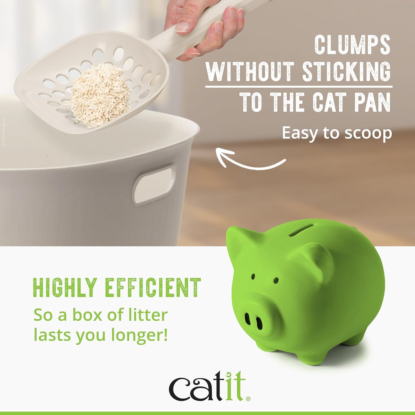 Catit Go Natural Pea Husk Clumping Cat Litter – Unscented, 12.3 lbs – Plant-Based, Eco-Friendly, Dust-Free & Flushable Cat Litter – Natural Clumping Formula, Low Tracking, Highly Absorbent