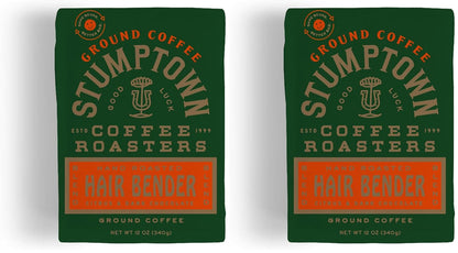 Stumptown Coffee Roasters, Medium Roast Ground Coffee - Hair Bender 12 Ounce Bag, Flavor Notes of Citrus and Dark Chocolate (Pack of 2)