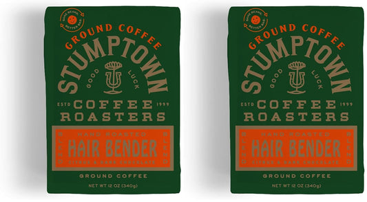 Stumptown Coffee Roasters, Medium Roast Ground Coffee - Hair Bender 12 Ounce Bag, Flavor Notes of Citrus and Dark Chocolate (Pack of 2)