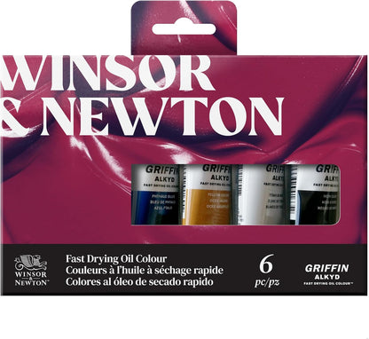 Winsor & Newton Griffin Alkyd Fast Drying Oil Paint, Beginners Set, 6 x 37ml Tubes