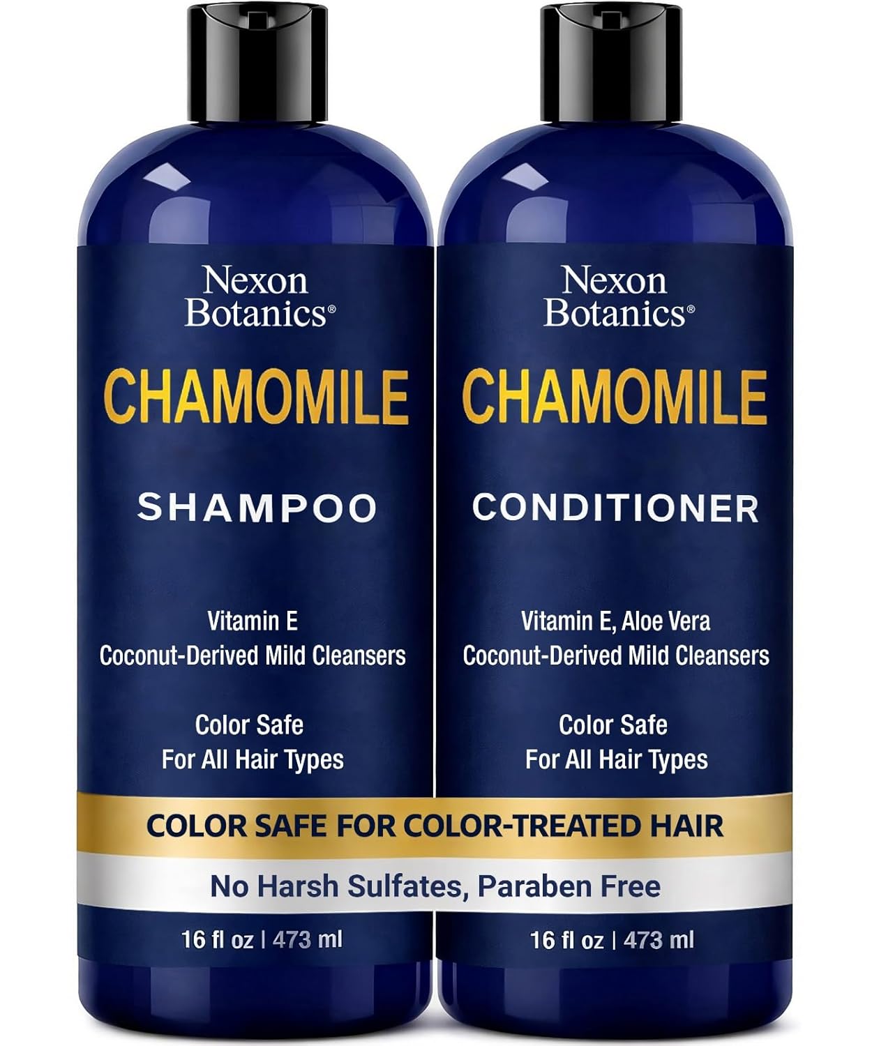 Chamomile Shampoo and Conditioner Set 16 fl oz - No Harsh Sulfates, Clarifying for Oily Dry and Frizzy Hair - Color Safe - Champu de Manzanilla - Nexon Botanics
