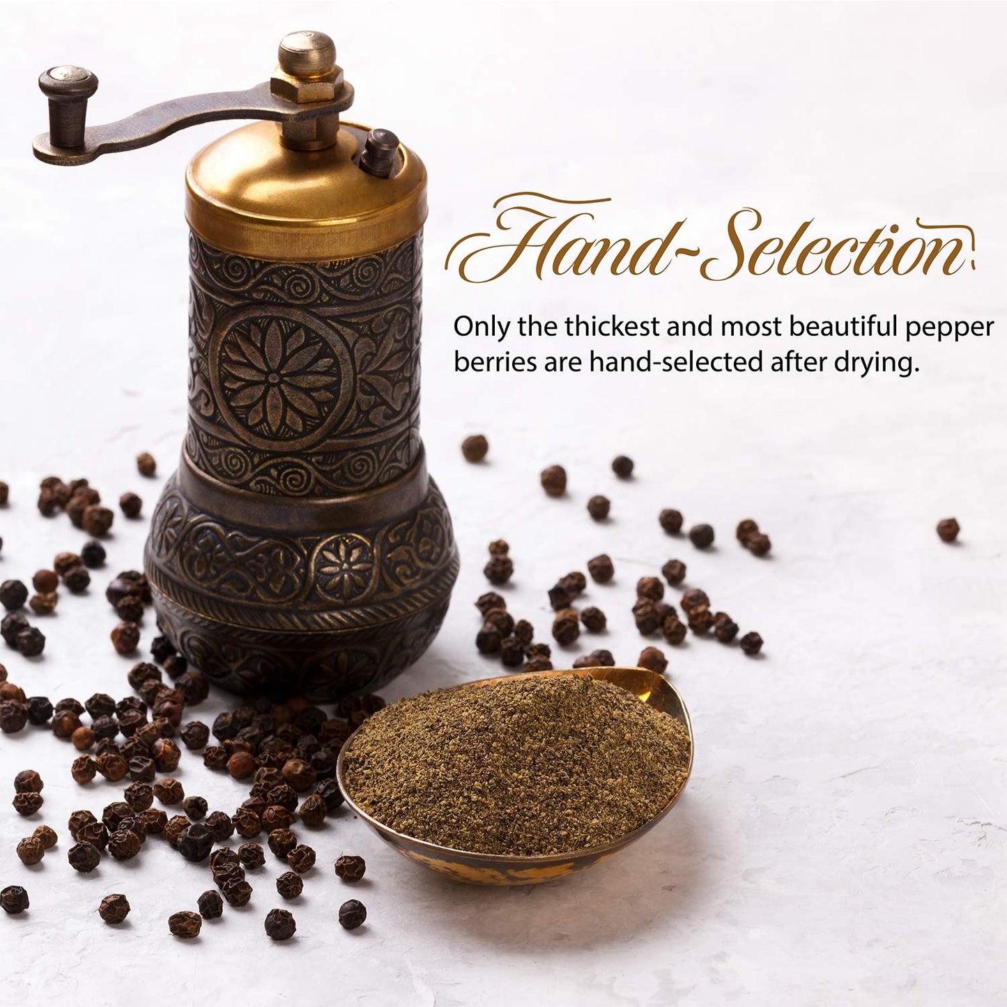 The Spice Lab - Black Tellicherry Peppercorns for Grinder Packed in the USA - Steam Sterilized Kosher Non-GMO All Natural Black Pepper 5015 (4 oz Resealable Bag)