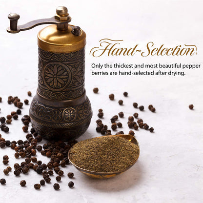 The Spice Lab - Black Tellicherry Peppercorns for Grinder Packed in the USA - Steam Sterilized Kosher Non-GMO All Natural Black Pepper 5015 (4 oz Resealable Bag)