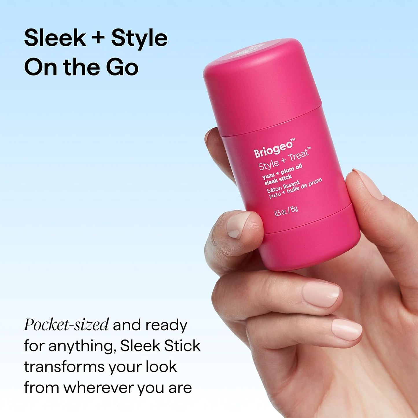 Briogeo Style + Treat Hair Styling Sleek Stick | Flyaway Control & Smooth Styles | Lightweight Finishing Balm | Silicone-Free | Vegan & Cruelty-Free | 0.5 oz