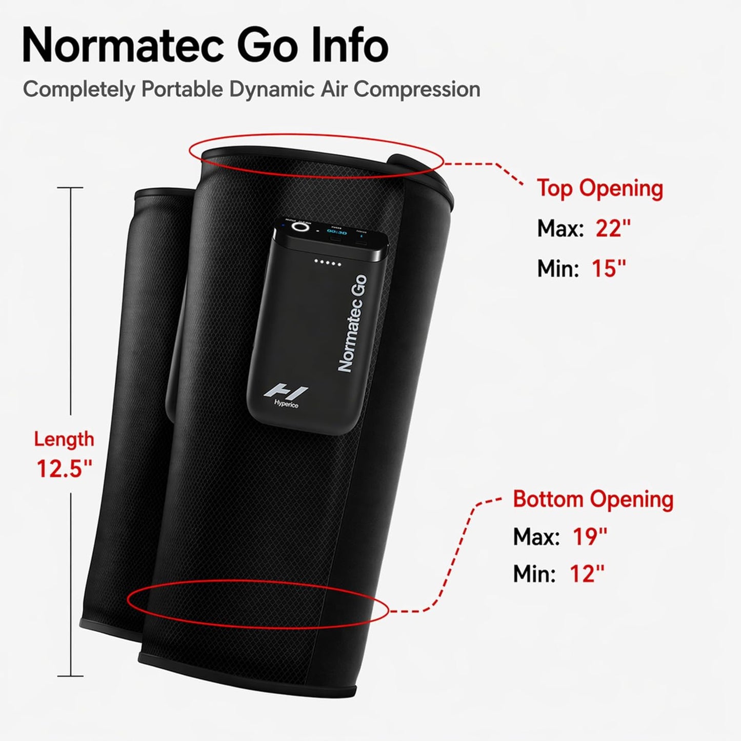 Hyperice Normatec Go Calf - Recovery System with Patented Dynamic Compression Massage Technology - Targeted Relief for Pain and Inflammation