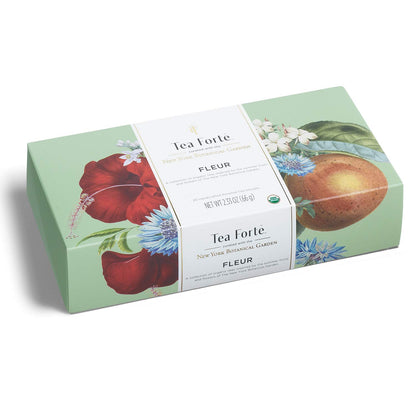 Tea Forte Premium Petite Presentation Box Gift Set Sampler, 10 Count, 2 of Each Blend Individually Wrapped Handcrafted Pyramid Infuser Bags, Fleur Tea