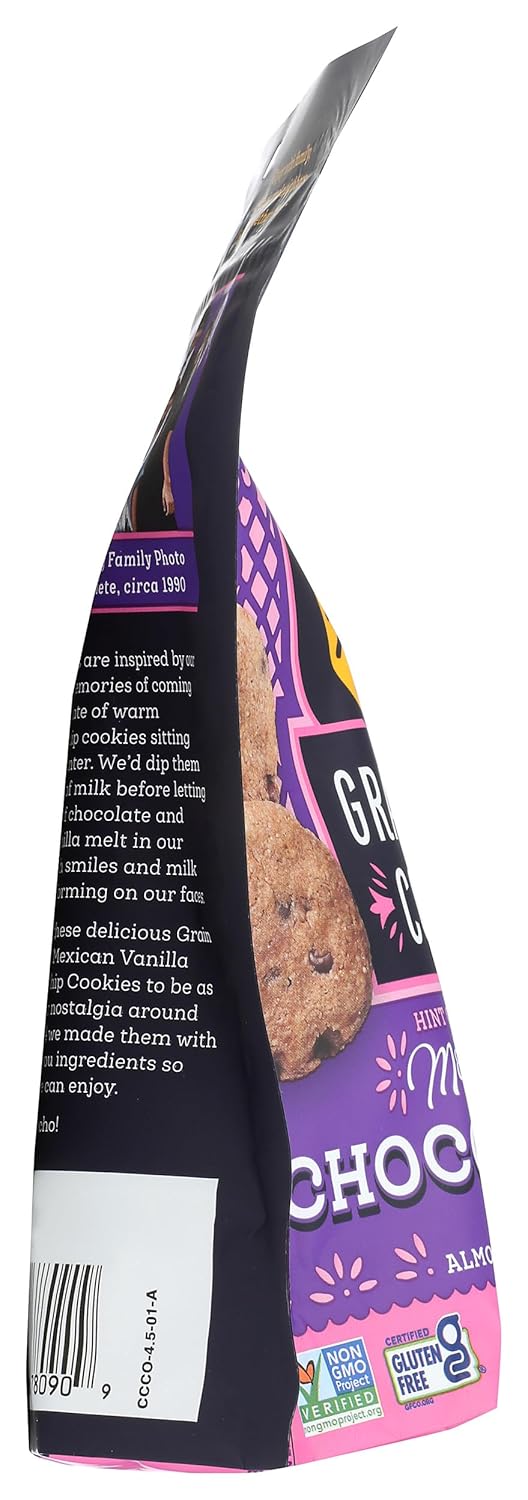 Siete Gluten Free Chocolate Chip Cookies w/ Hint of Mexican Vanilla | Vegan | Grain Free | Non GMO | Dairy Free | Made with Almond Flour & Coconut Oil | 4.5 Oz. Bag (Pack of 1)