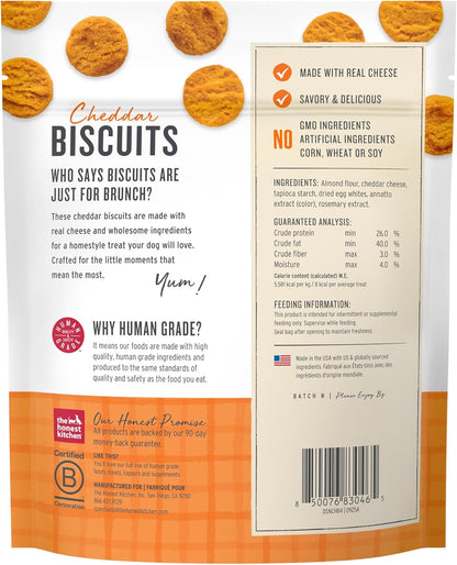 The Honest Kitchen Human Grade Dog Treats Cheddar Biscuits, 3.5 oz Pouch