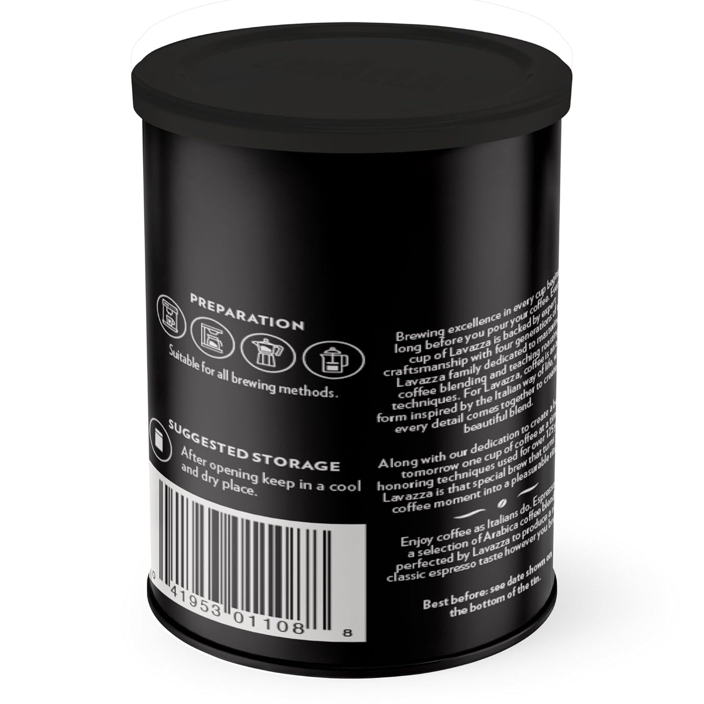 Lavazza Decaf Ground Espresso, Medium Roast, 8-Oz Cans (4 Pack) - Authentic Italian, Non GMO, Sweet & Fruity - Packaging May Vary