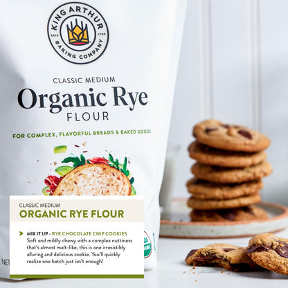 King Arthur Organic Medium Rye Flour - 3 lbs for Complex Flavorful Breads & Baked Goods - 100% US Grown & Milled - Non-GMO Project Verified - Robust Flavor for Rye Bread, Cookies & More