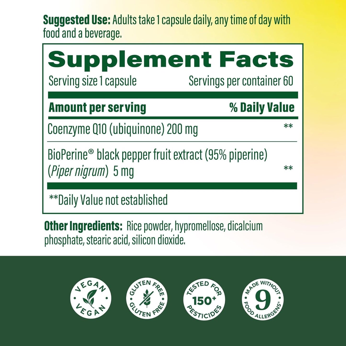 MegaFood High Absorption CoQ10 200mg Per Serving - with BioPerine Black Pepper Extract - Antioxidant Support for Cellular Energy & Healthy Aging - 60 Heart Health Supplements Capsules, 60 Servings